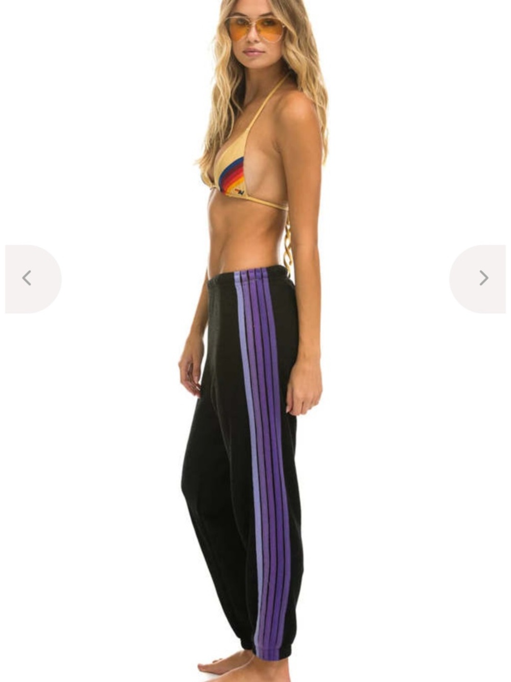 Aviator Nation sweatpants Retired black purple 5 stripes size Small EUC